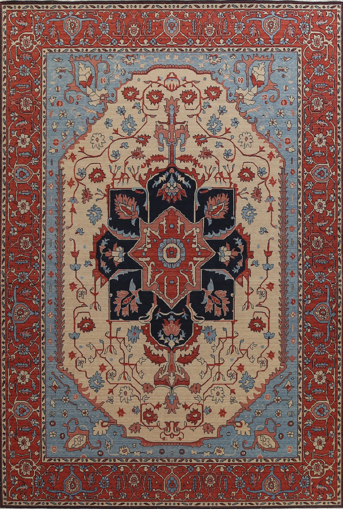 Handmade Heriz Serapi Geometric Turkish Area Rug 10x13