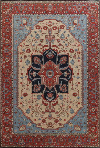 Handmade Heriz Serapi Geometric Turkish Area Rug 10x13