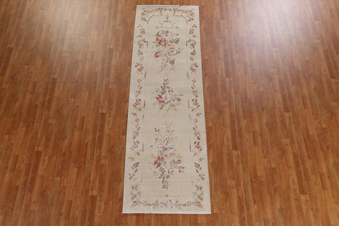 Wool Floral Aubusson Oriental Runner Rug 3x10