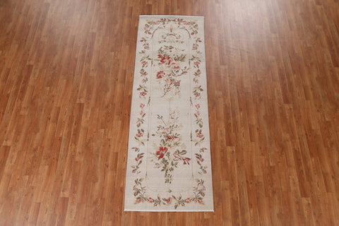 Floral Wool Aubusson Oriental Runner Rug 3x8