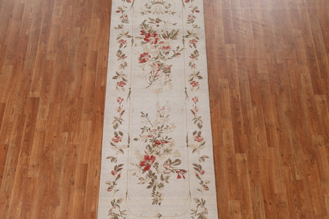 Floral Wool Aubusson Oriental Runner Rug 3x8