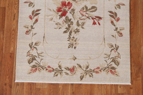 Floral Wool Aubusson Oriental Runner Rug 3x8