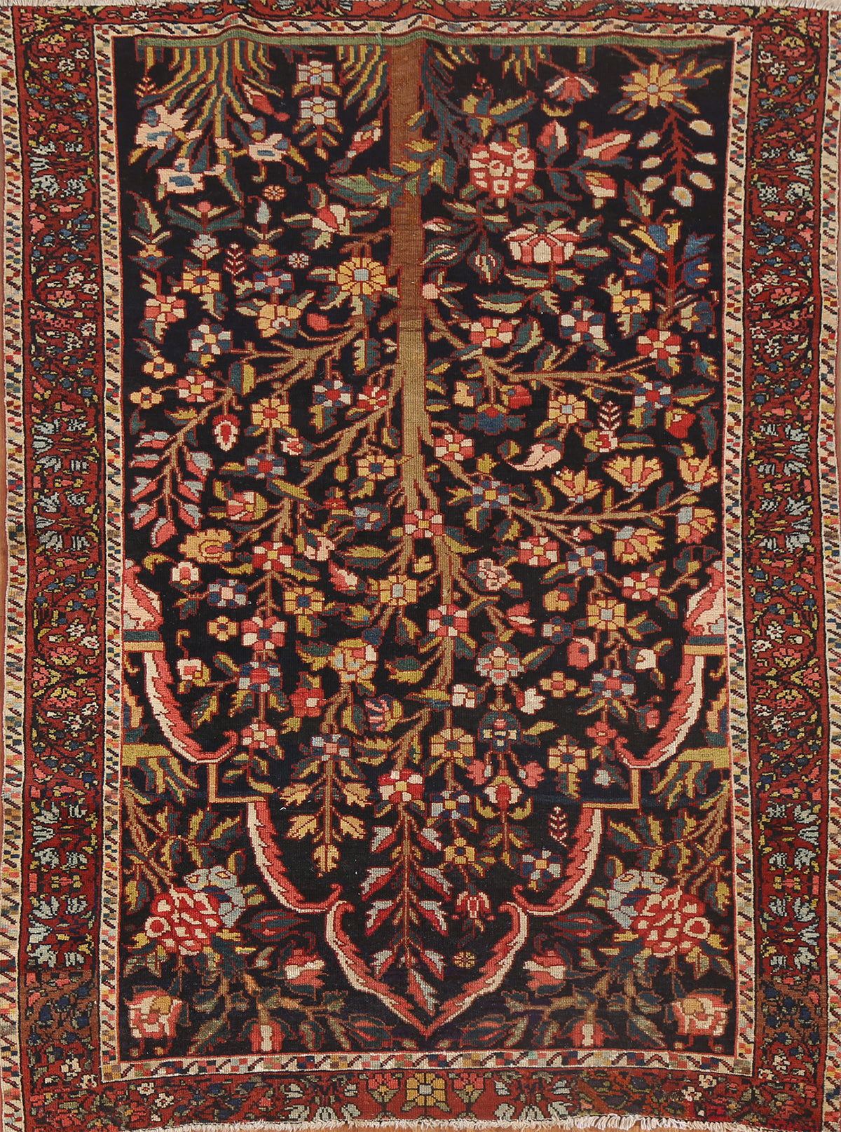 Pre-1900 Antique Vegetable Dye Bakhtiari Persian Rug 4x6