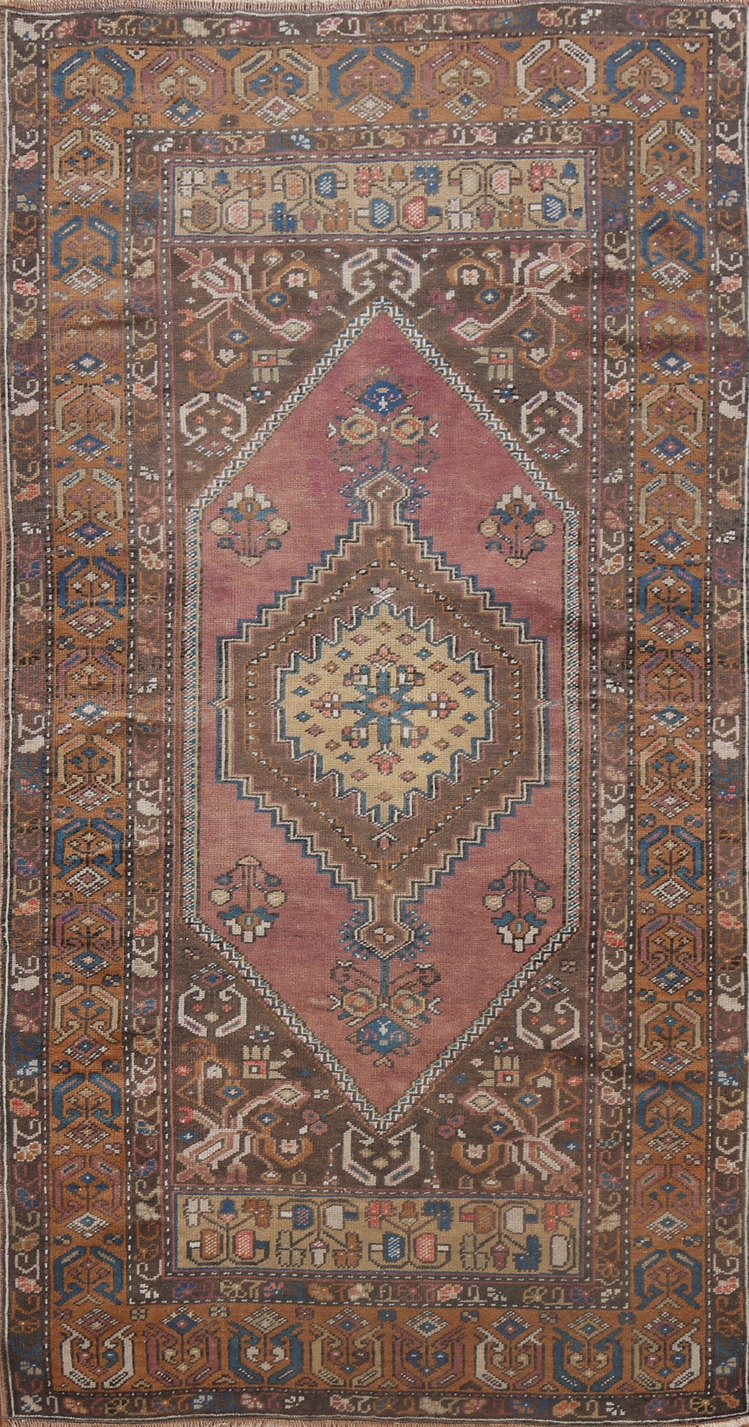 Hand-Knotted Wool Anatolian Turkish Runner Rug 3x7