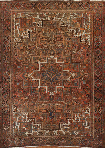 Vintage Geometric Heriz Persian Area Rug 10x12