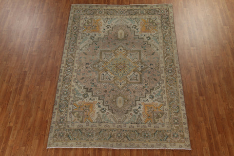 Vegetable Dye Geometric Heriz Persian Rug 7x10