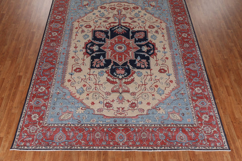 Hand-Knotted Wool Heriz Serapi Turkish Rug 9x12