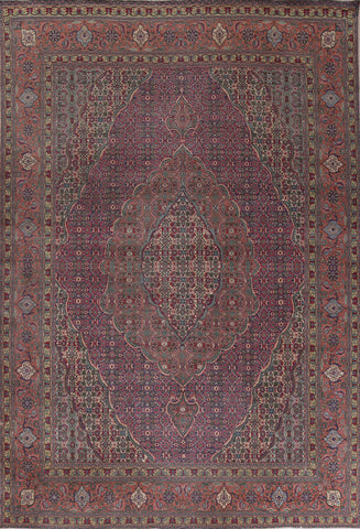 Vintage Geometric Tabriz Persian Wool Rug 10x13