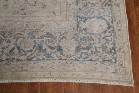 Distressed Wool Floral Kerman Persian Area Rug 10x13