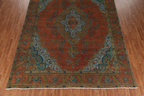 Over-Dyed Geometric Tabriz Persian Area Rug 9x13