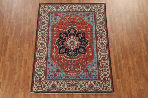 Geometric Heriz Serapi Turkish Area Rug 5x7