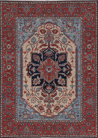 Geometric Heriz Serapi Oriental Wool Rug 5x7