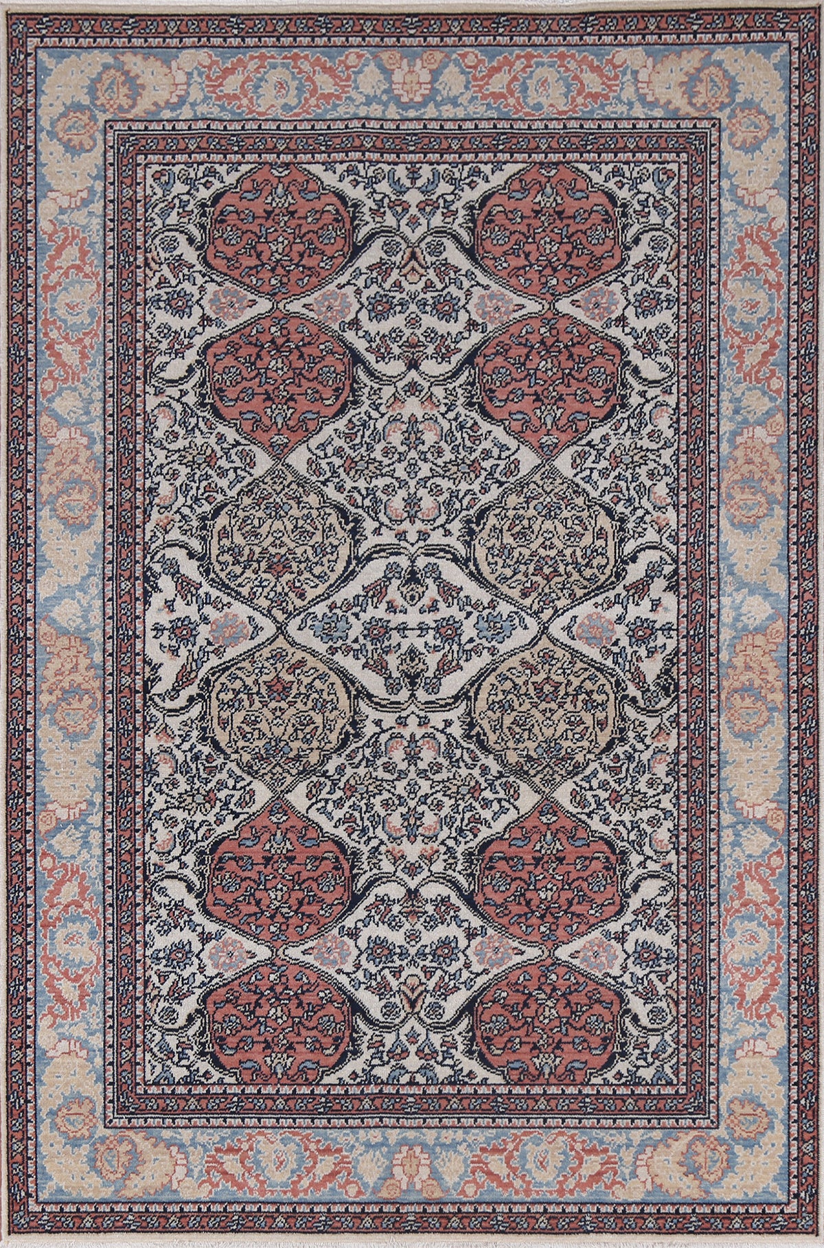 Geometric Bakhtiari Turkish Wool Rug 5x7