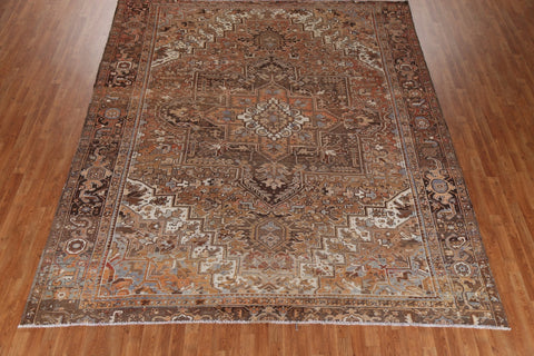 Vintage Geometric Heriz Persian Area Rug 10x12