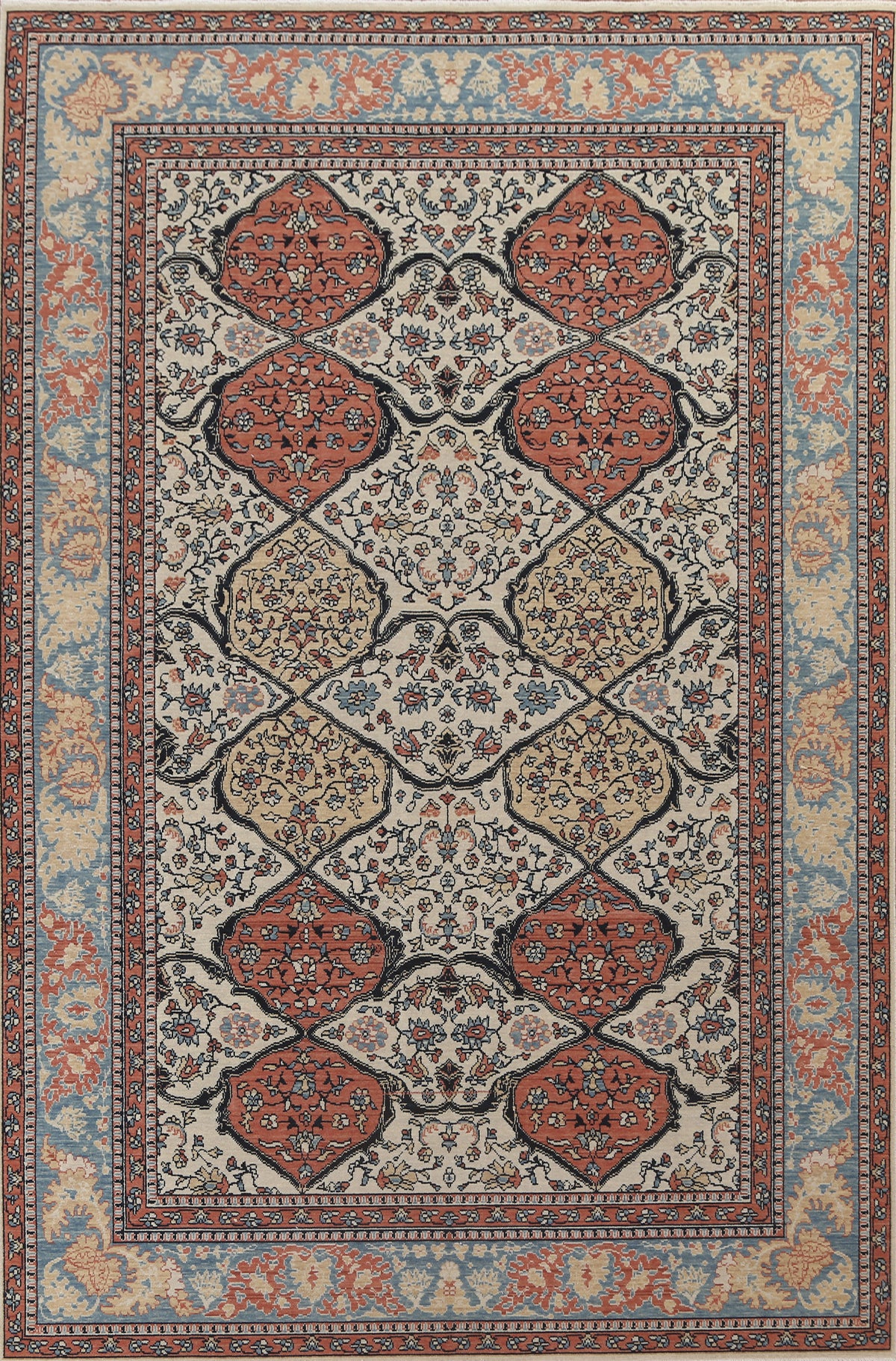 Geometric Bakhtiari Turkish Area Rug 7x10