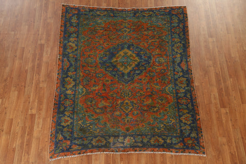 Floral Over-Dyed Kashan Persian Area Rug 6x7