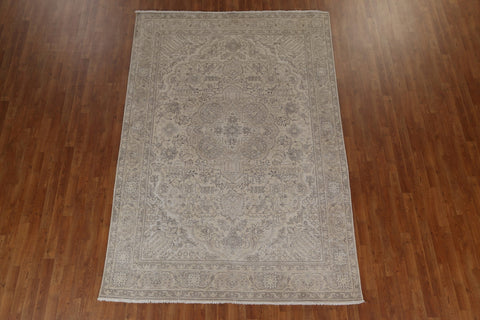 Geometric Distressed Tabriz Persian Area Rug 7x10