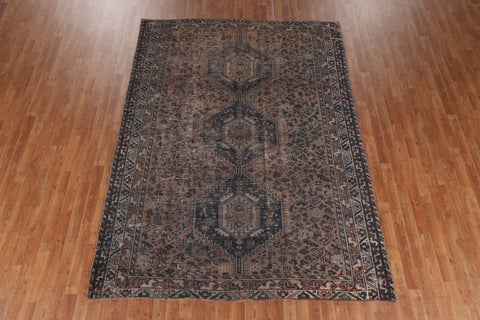 Antique Distressed Shiraz Persian Area Rug 7x9