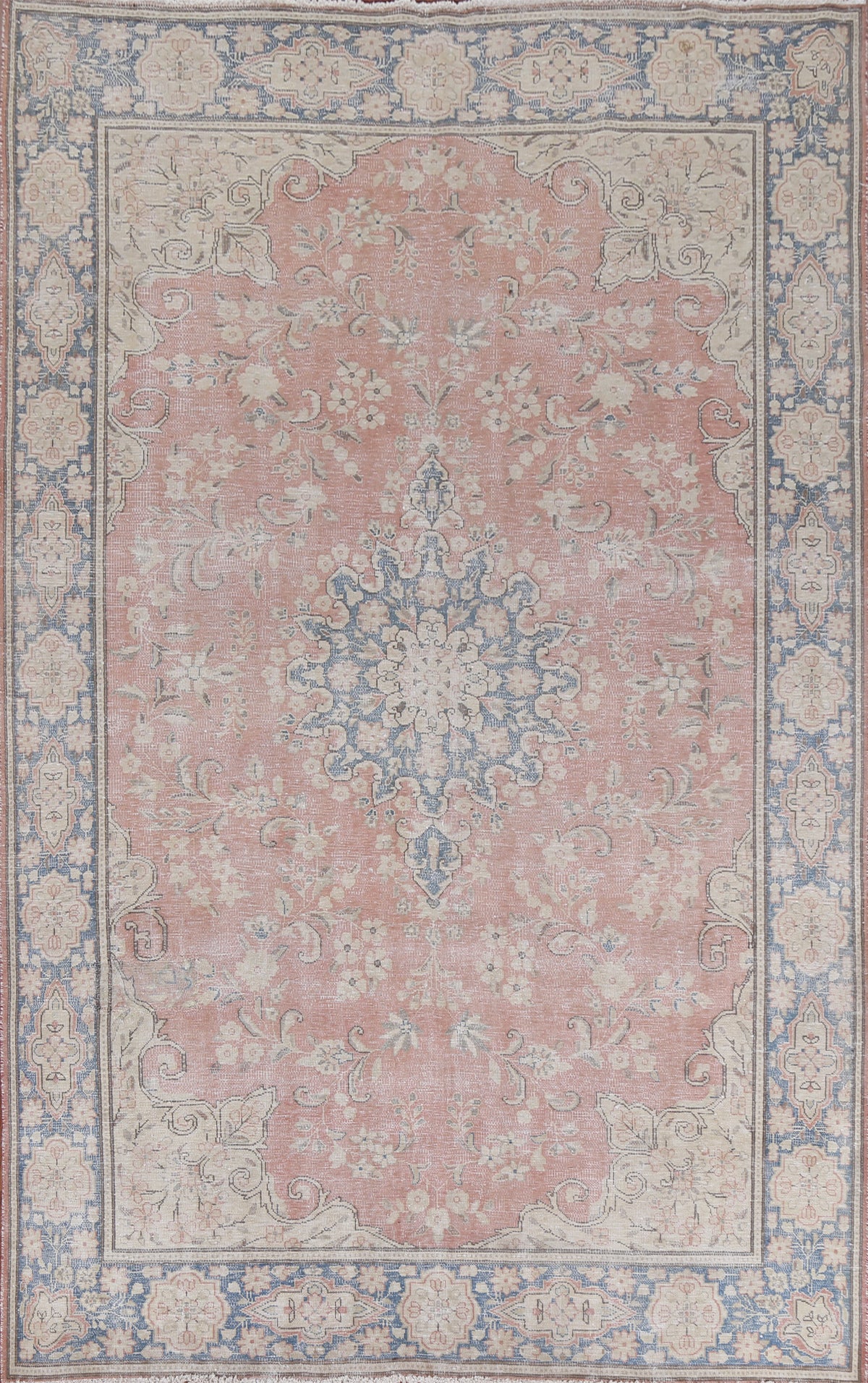 Muted Floral Kerman Persian Area Rug 7x10