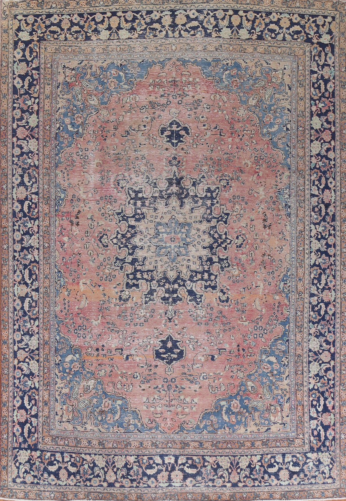 Vintage Floral Mashad Persian Area Rug 10x12