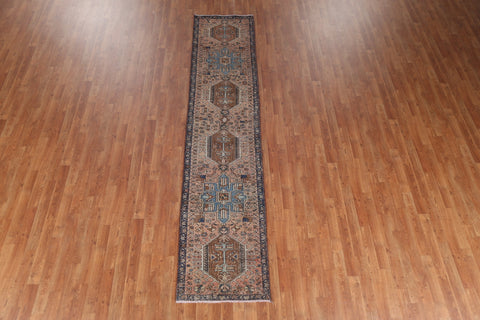 Geometric Heriz Persian Runner Rug 2x11