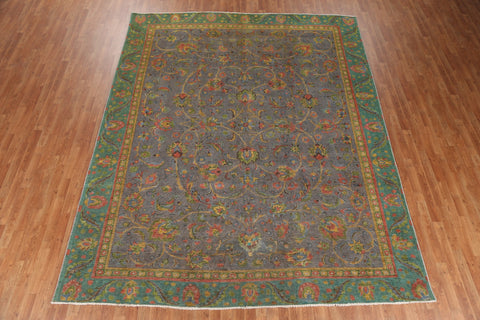 Distressed Over-Dyed Tabriz Persian Area Rug 9x12