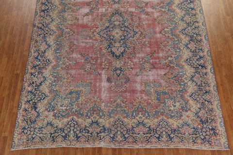 Distressed Wool Kerman Persian Area Rug 10x13