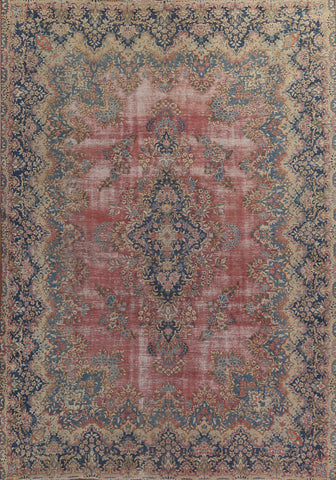 Distressed Wool Kerman Persian Area Rug 10x13