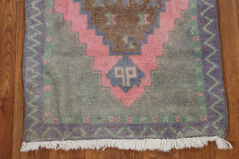 Pink Geometric Anatolian Turkish Wool Rug 2x3