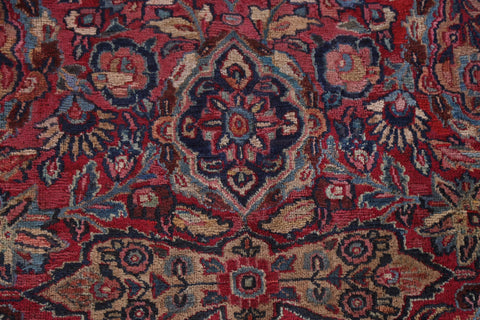 Pre-1900 Antique Vegetable Dye Mashad Persian Rug 13x19