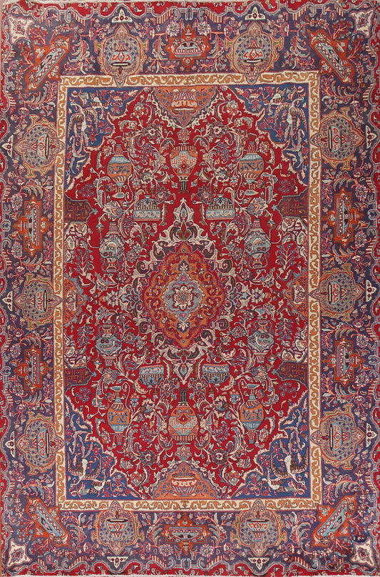 Vintage Red Wool Kashmar Persian Area Rug 10x13