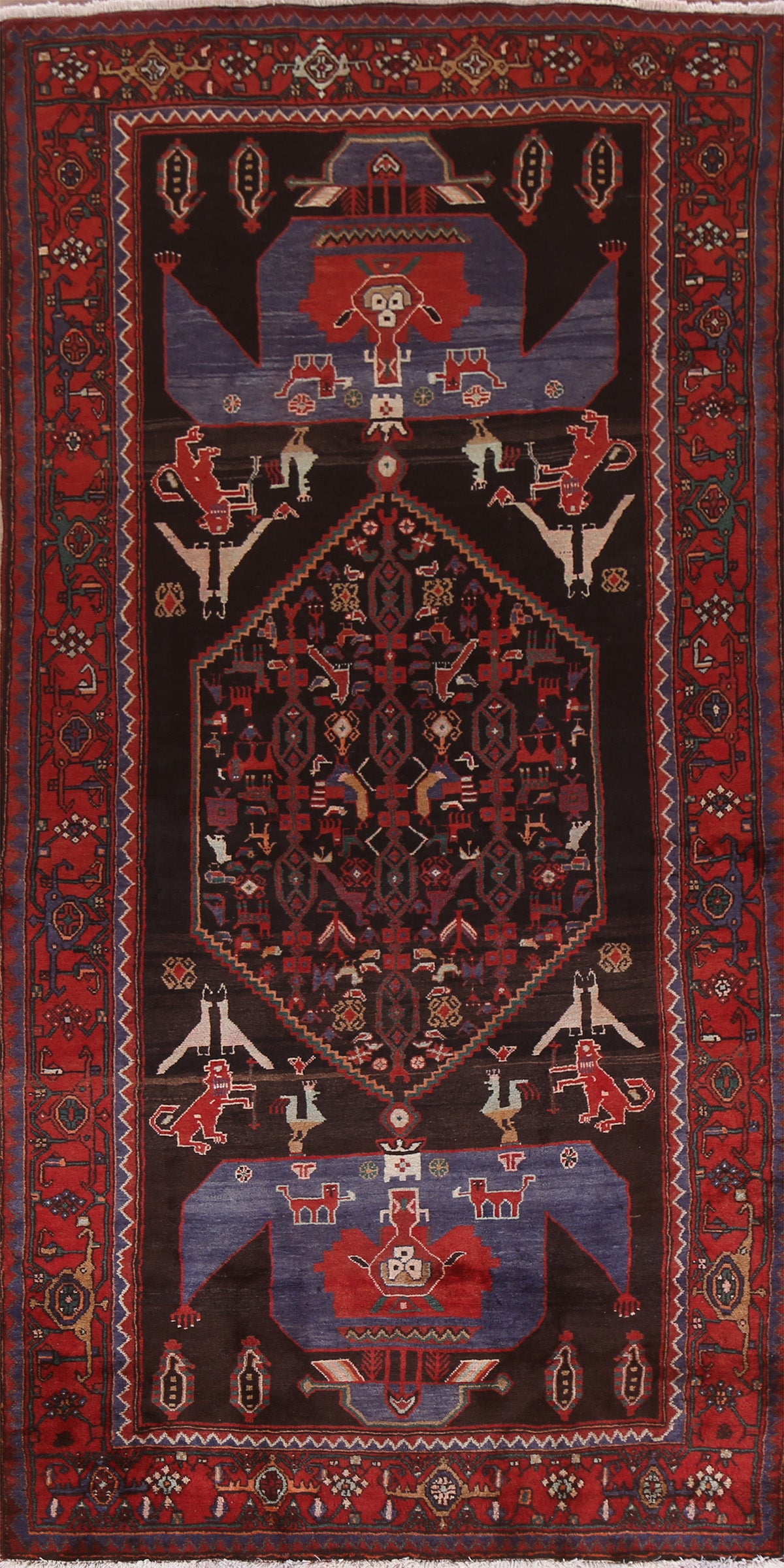 Animal Design Wool Bidjar Persian Rug 5x10