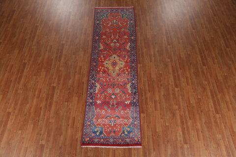 Red Floral Sarouk Persian Runner Rug 3x10