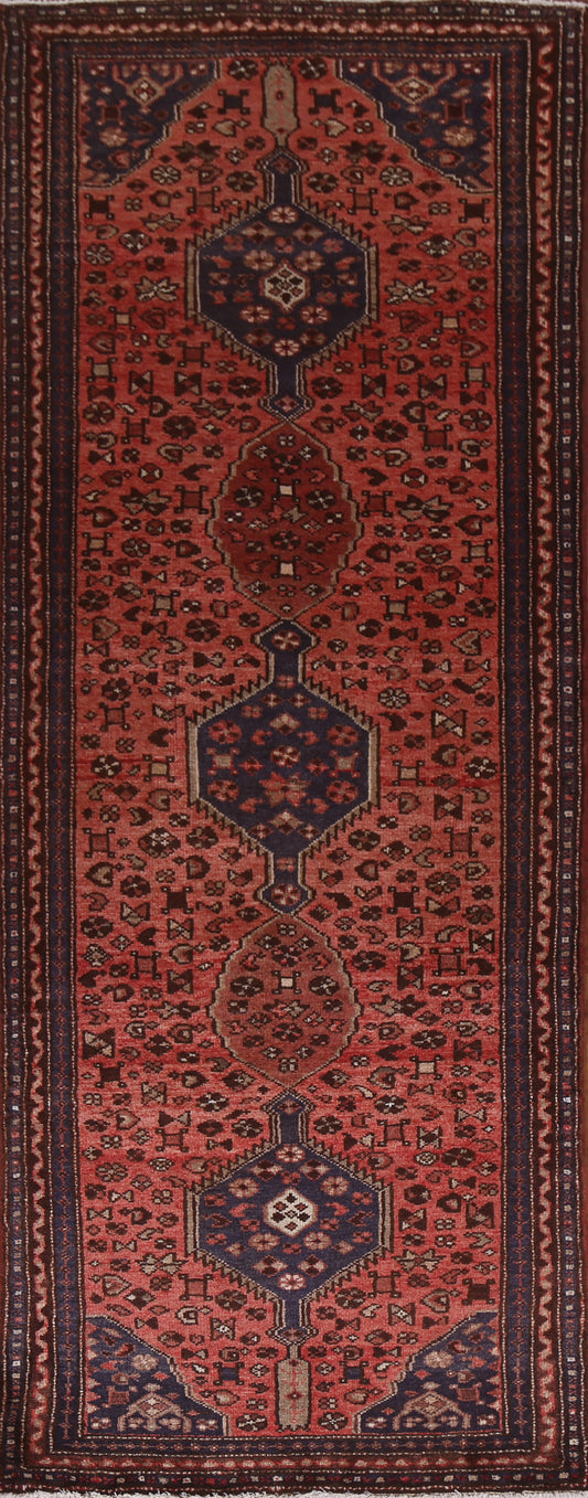 Tribal Geometric Hamedan Persian Runner Rug 4x10