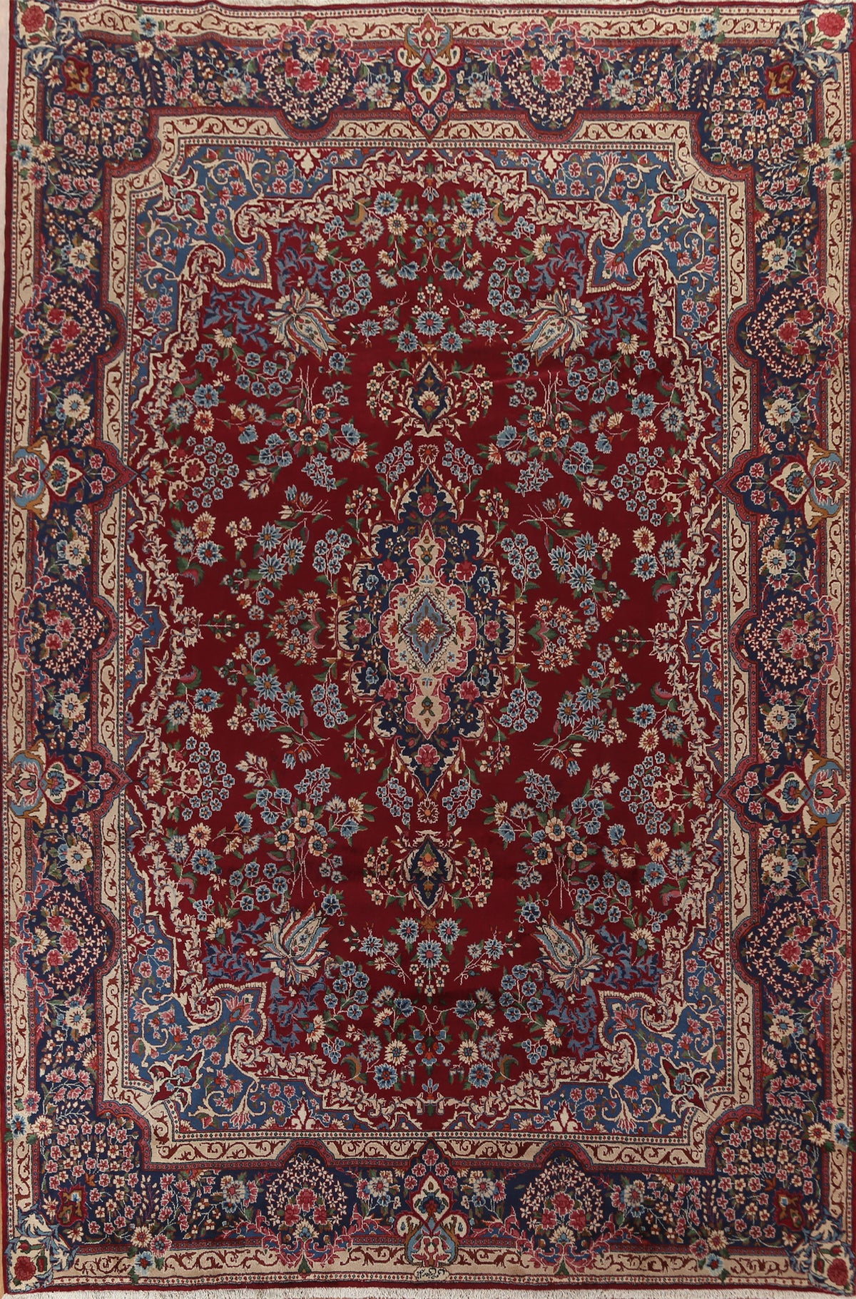 Handmade Floral Red Yazd Persian Area Rug 10x13