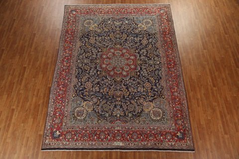 Navy Blue Floral Kashmar Persian Area Rug 9x12