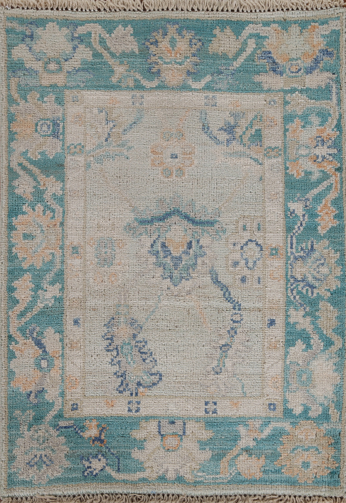 Muted Oushak Geometric Oriental Area Rug 2x3