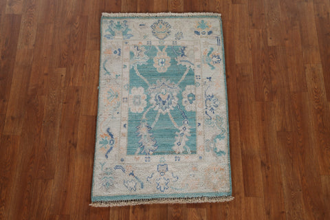 Hand-Knotted Oushak Turkish Wool Rug 2x3