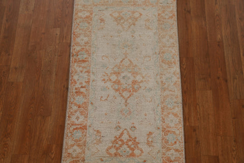 Hand-Knotted Oushak Turkish Wool Rug 2x4