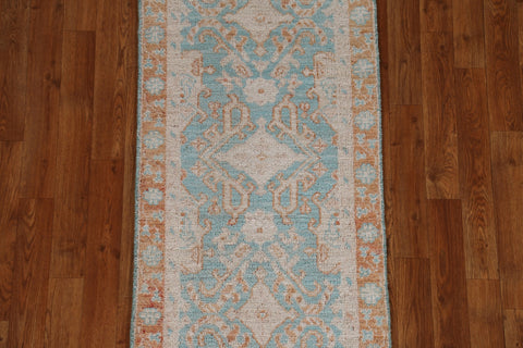 Vegetable Dye Geometric Oushak Oriental Rug 2x4