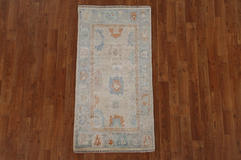 Muted Geometric Oushak Oriental Area Rug 2x4