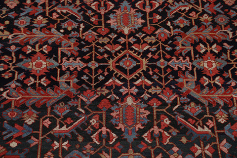 Pre-1900 Antique Vegetable Dye Heriz Serapi Persian Area Rug 9x12