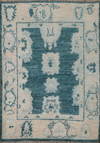 Teal Green Oushak Oriental Wool Rug 2x3