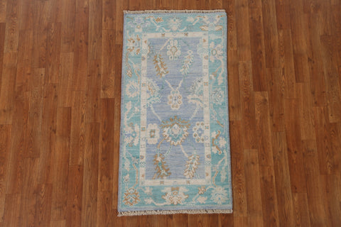 Floral Wool Oushak Oriental Rug 2x4