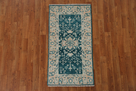 Teal Green Oushak Oriental Wool Rug 2x4