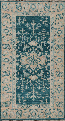 Teal Green Oushak Oriental Wool Rug 2x4