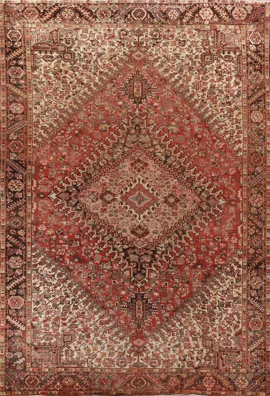 Vintage Geometric Heriz Persian Area Rug 10x13
