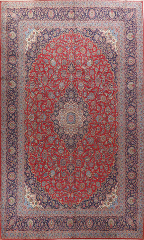 Traditional Red Kashan Large Persian Rug 11x17