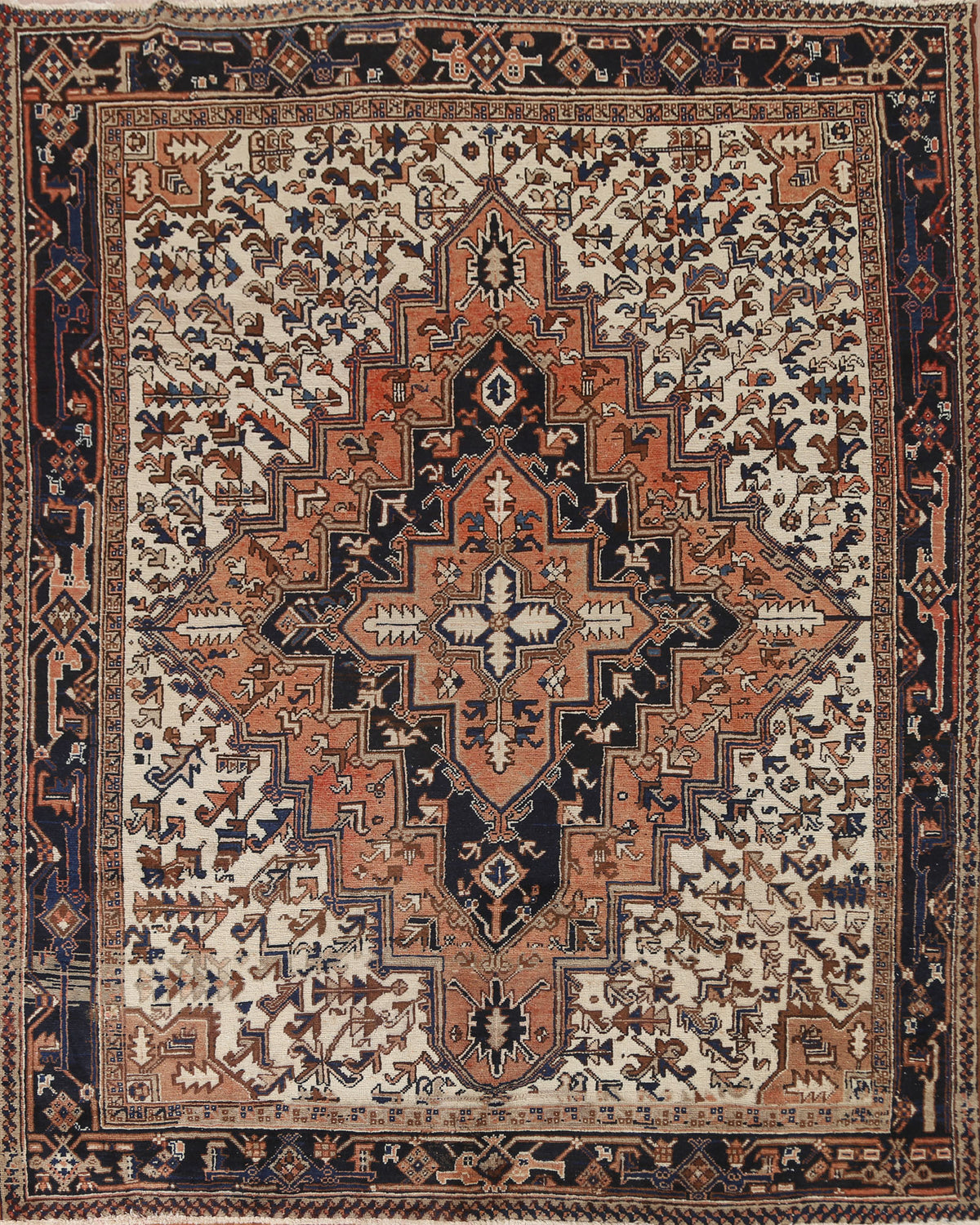 Geometric Wool Heriz Persian Area Rug 8x9