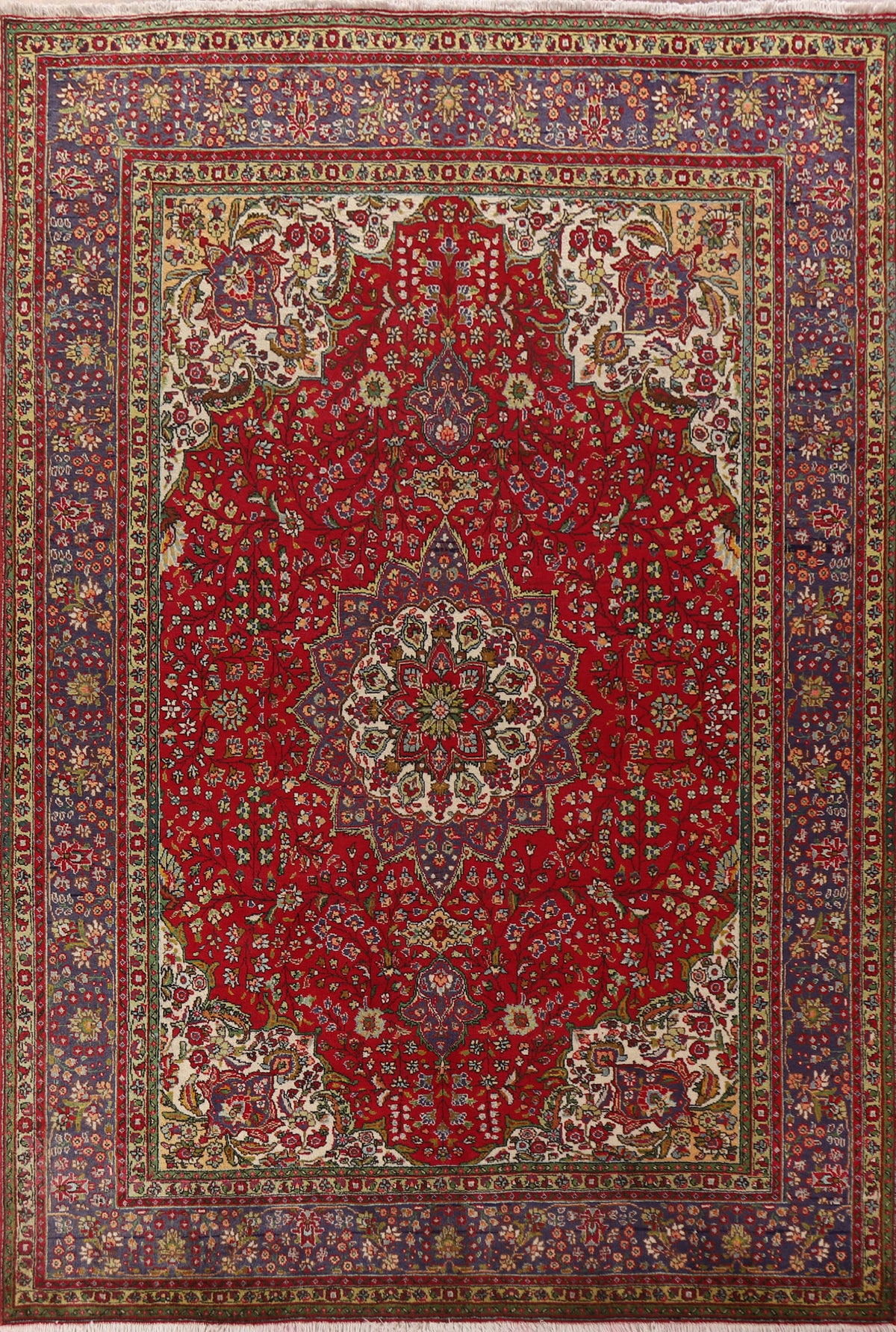 Floral Red Tabriz Persian Area Rug 8x12